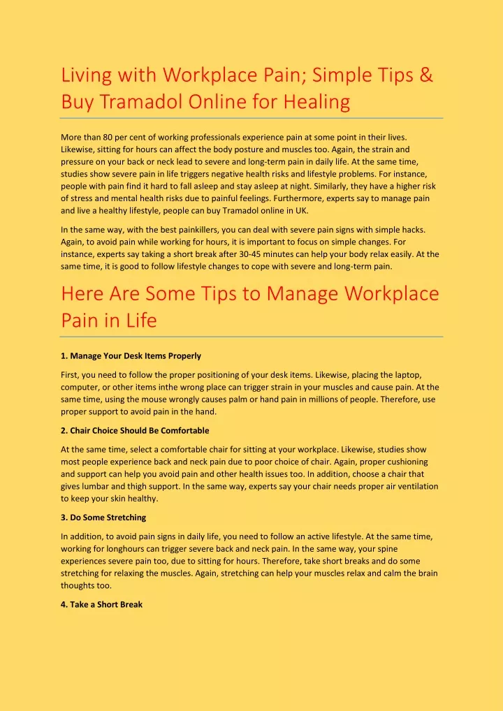living with workplace pain simple tips