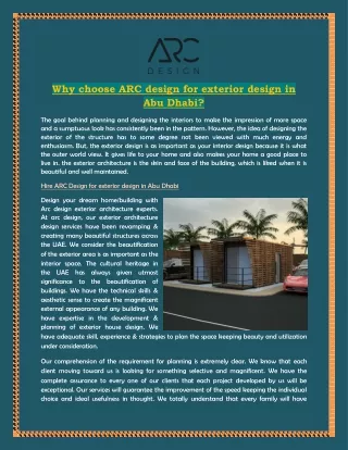 Why choose ARC design for exterior design in Abu Dhabi?