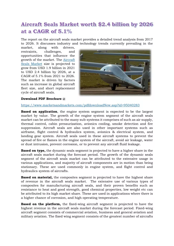 the report on the aircraft seals market provides