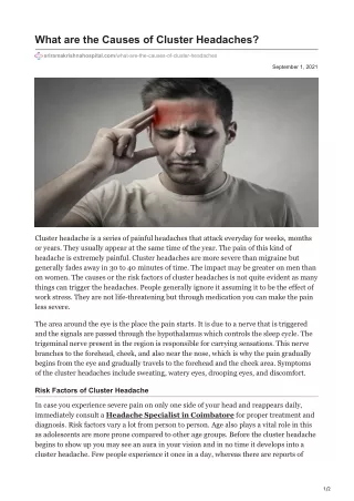 What are the Causes of Cluster Headaches?