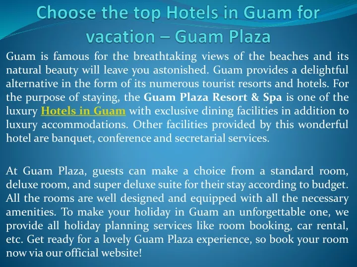 choose the top hotels in guam for vacation guam plaza