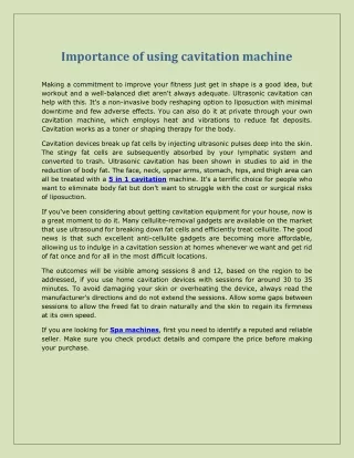 Importance of using cavitation machine