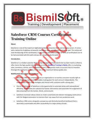 Salesforce CRM Courses Certification Training Online