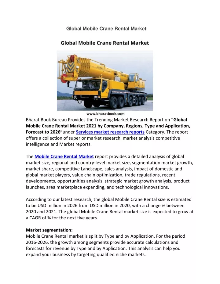 global mobile crane rental market