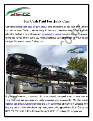 CarRemovals - Top Cash Paid For Junk Cars