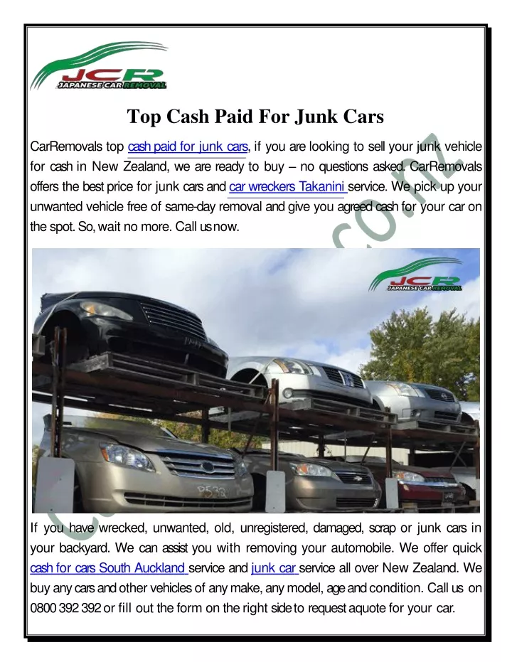 top cash paid for junk cars