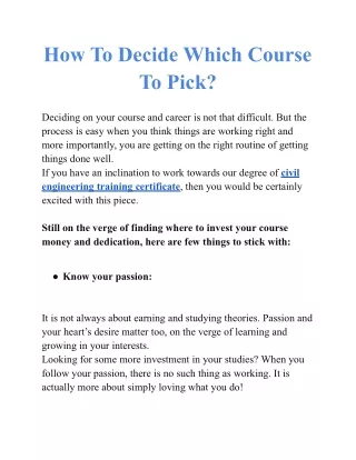 How to decide which course to pick?