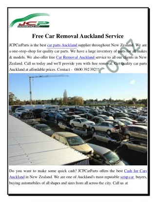 Make Some Quick Cash For Cars Auckland - JCPCarParts