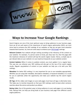Ways to Increase Your Google Rankings