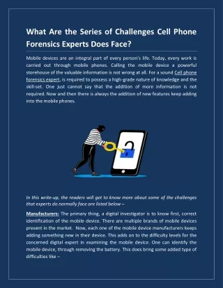 What Are the Series of Challenges Cell Phone Forensics Experts Does Face