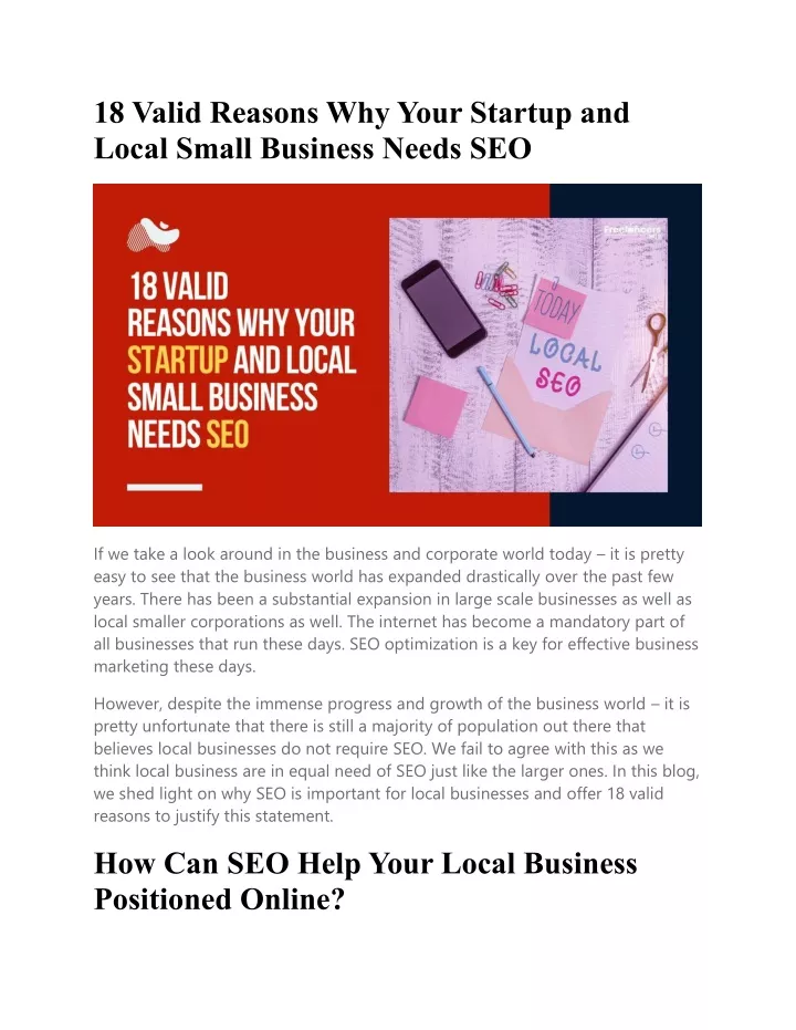 18 valid reasons why your startup and local small