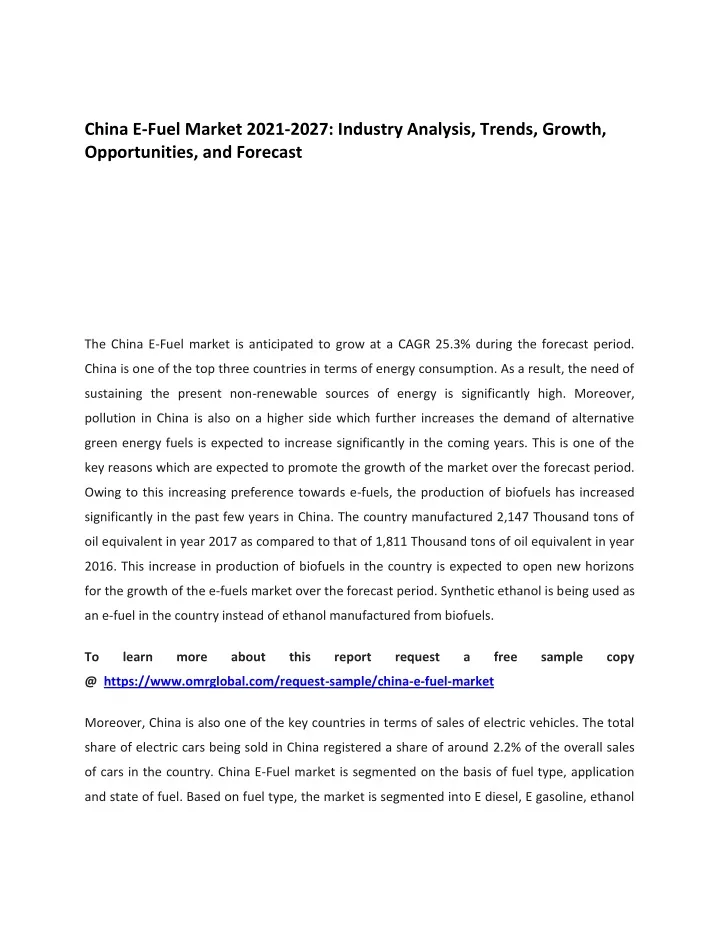 china e fuel market 2021 2027 industry analysis