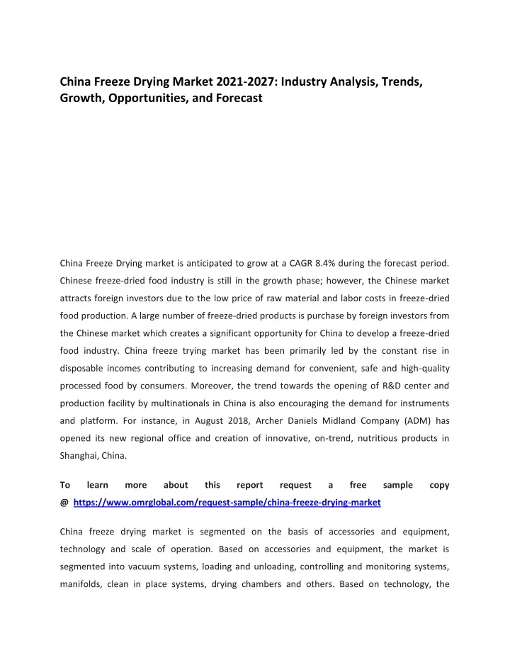 china freeze drying market 2021 2027 industry