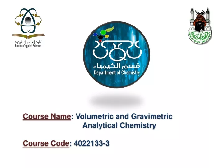 course name volumetric and gravimetric analytical