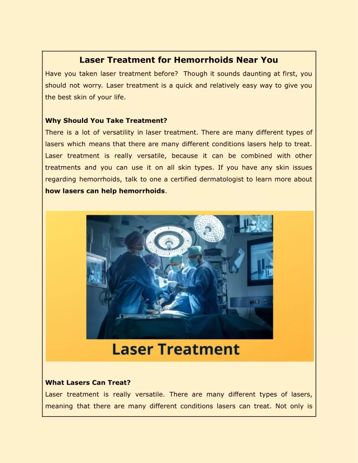 laser treatment for hemorrhoids near you
