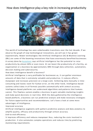 how does intelligence play a key role