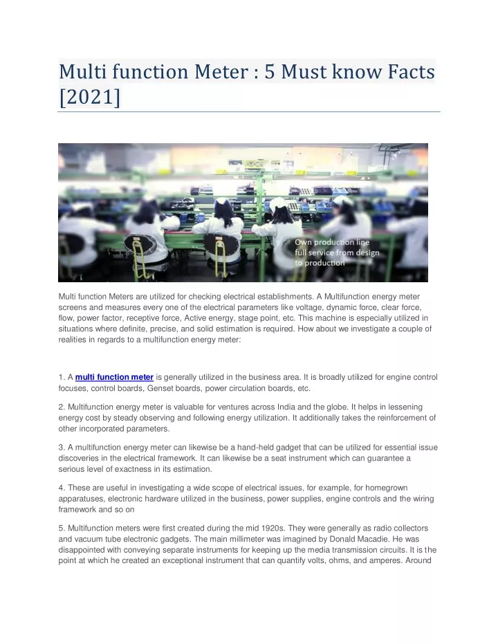 multi function meter 5 must know facts 2021