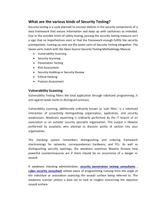 what are the various kinds of security testing