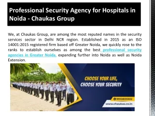 Professional Security Agency for Hospitals in Noida - Chaukas Group