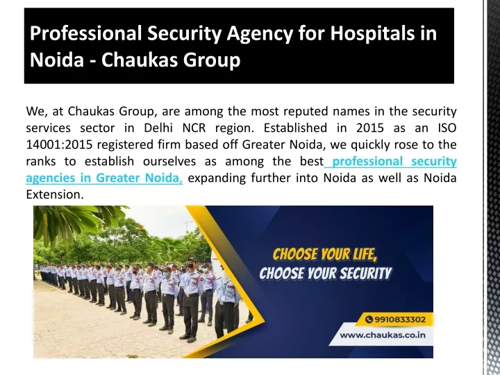 professional security agency for hospitals in noida chaukas group