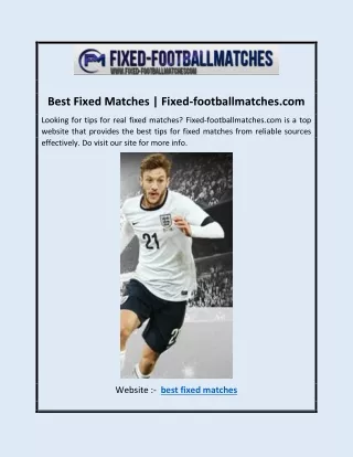 Best Fixed Matches | Fixed-footballmatches.com