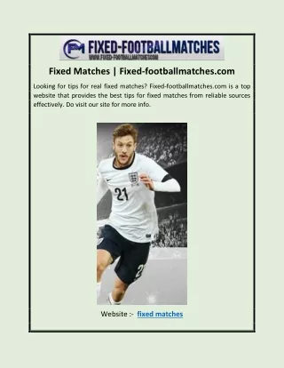 Fixed Matches | Fixed-footballmatches.com
