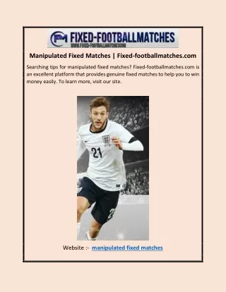 Manipulated Fixed Matches | Fixed-footballmatches.com