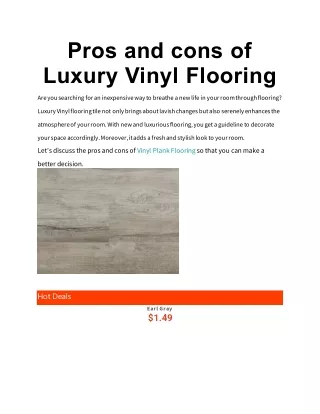 Pros and cons of Luxury Vinyl Flooring,https://www.hardwoodgiant.ca