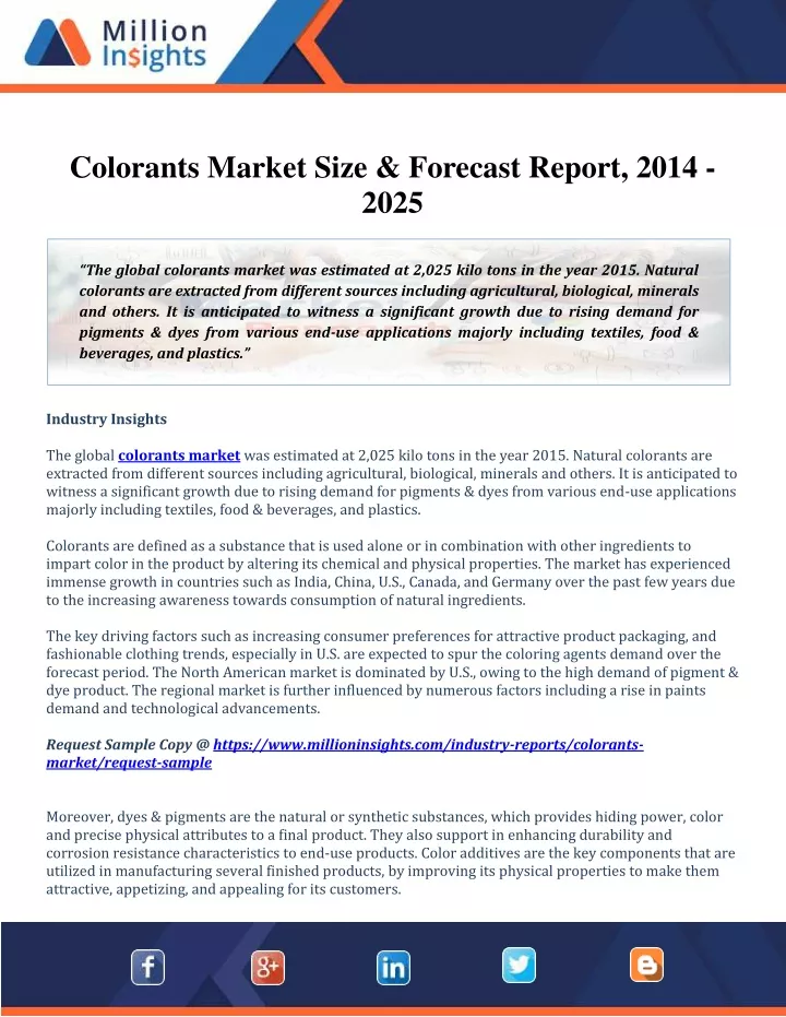 colorants market size forecast report 2014 2025