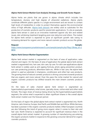 alpine herb extract market cost analysis strategy