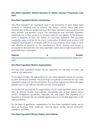 non meat ingredient market expected to deliver