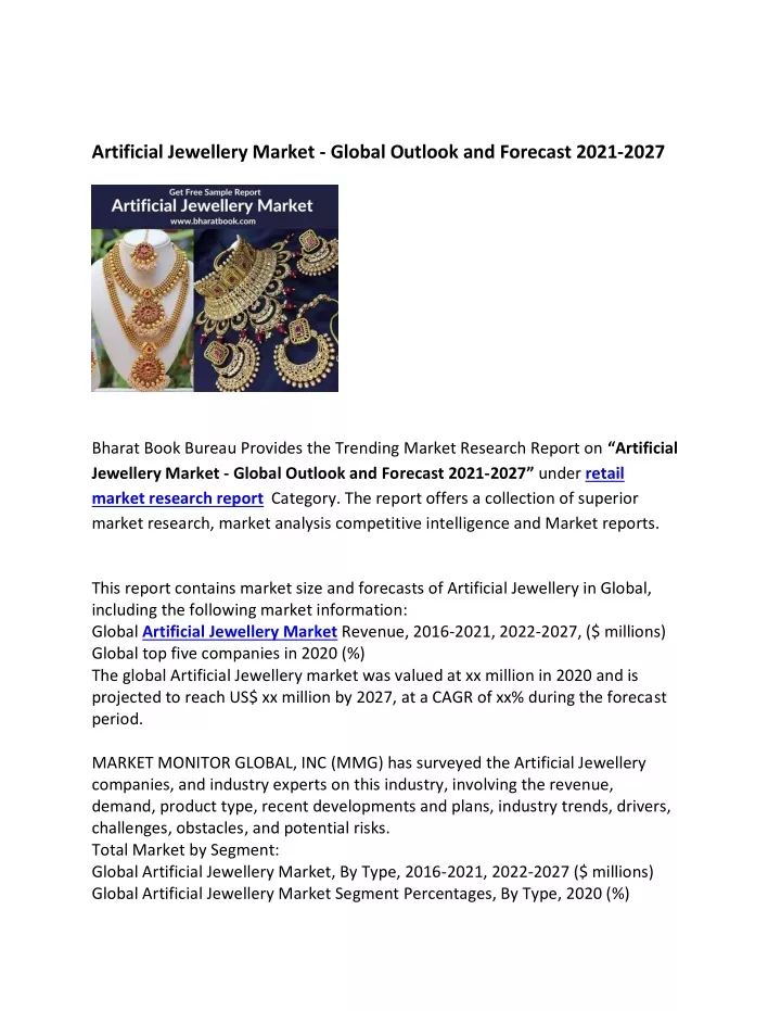 artificial jewellery market global outlook