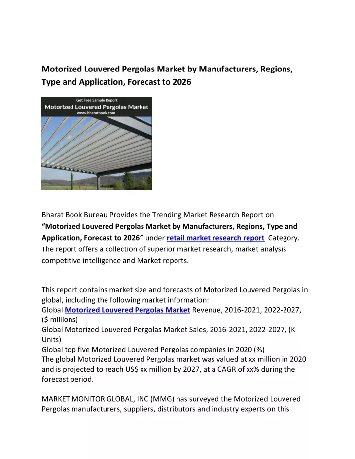 motorized louvered pergolas market