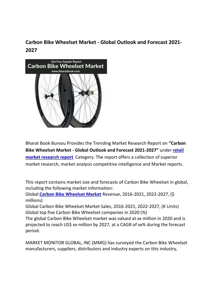 carbon bike wheelset market global outlook