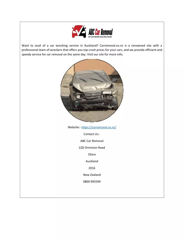 want to avail of a car wrecking service