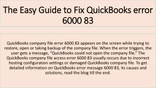 Learn About QuickBooks error 6000 83 with us