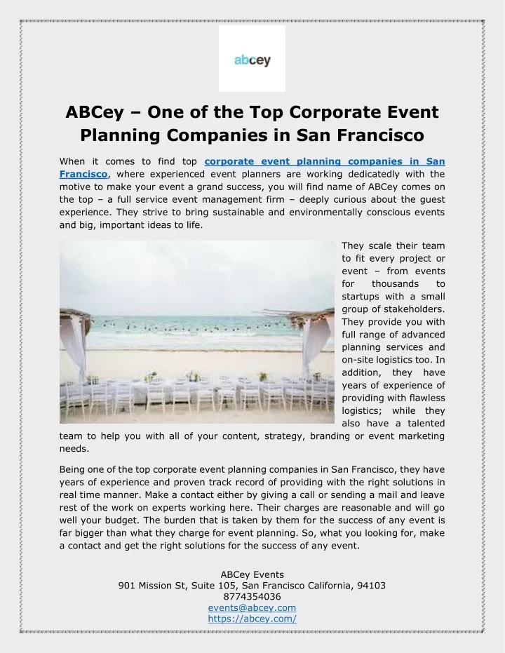 abcey one of the top corporate event planning