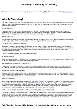 Disinfecting Vs. Sanitizing Vs. Cleansing
