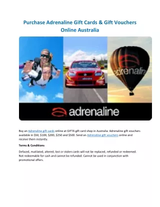 Adrenaline Gift Cards & Gift Vouchers