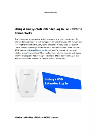 Using A Linksys Wifi Extender Log In For Powerful Connectivity