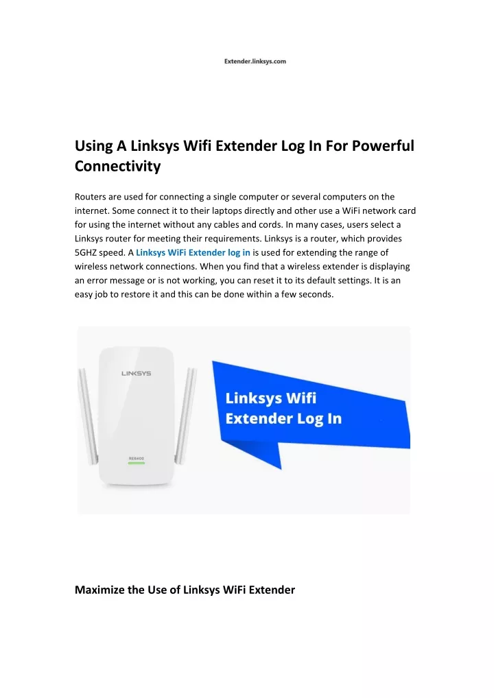 using a linksys wifi extender log in for powerful