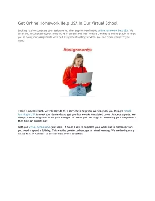 get online homework help usa in our virtual school