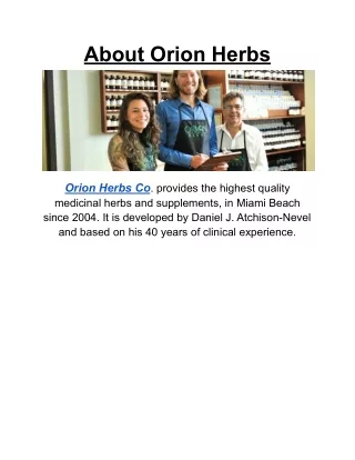 About Orion Herbs