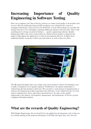 increasing engineering in software testing