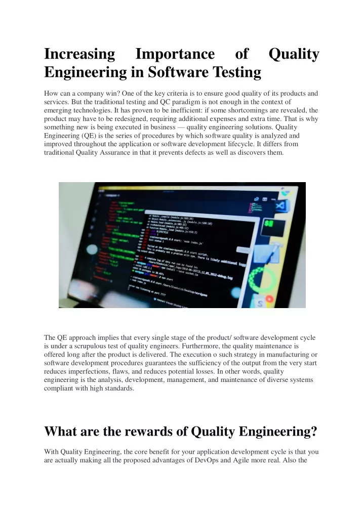 increasing engineering in software testing