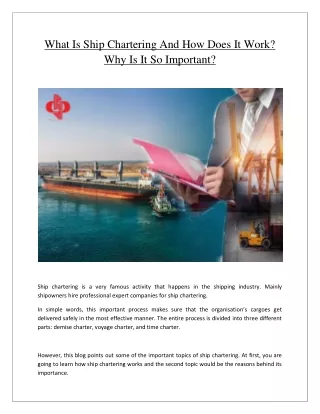 what is ship chartering and how does it work