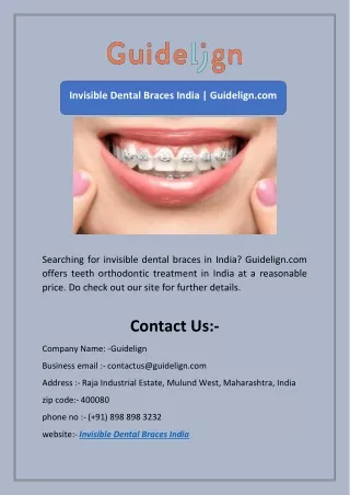 Invisible Dental Braces India | Guidelign.com