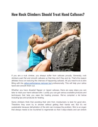 how rock climbers should treat hand calluses