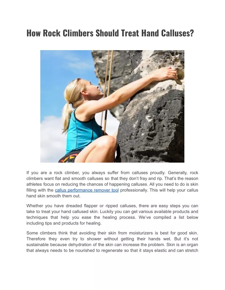 how rock climbers should treat hand calluses