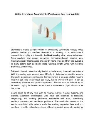 Listen Everything Accurately by Purchasing Best Hearing Aids